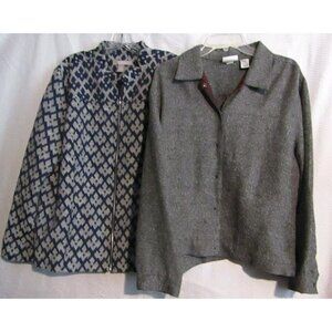 Chicos Chico's Size 3 (Large) Lot of 2 Lightweight Jackets Black Tweed And Blue
